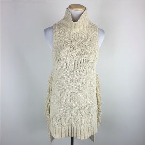 Free people fringe mock turtleneck sweater small